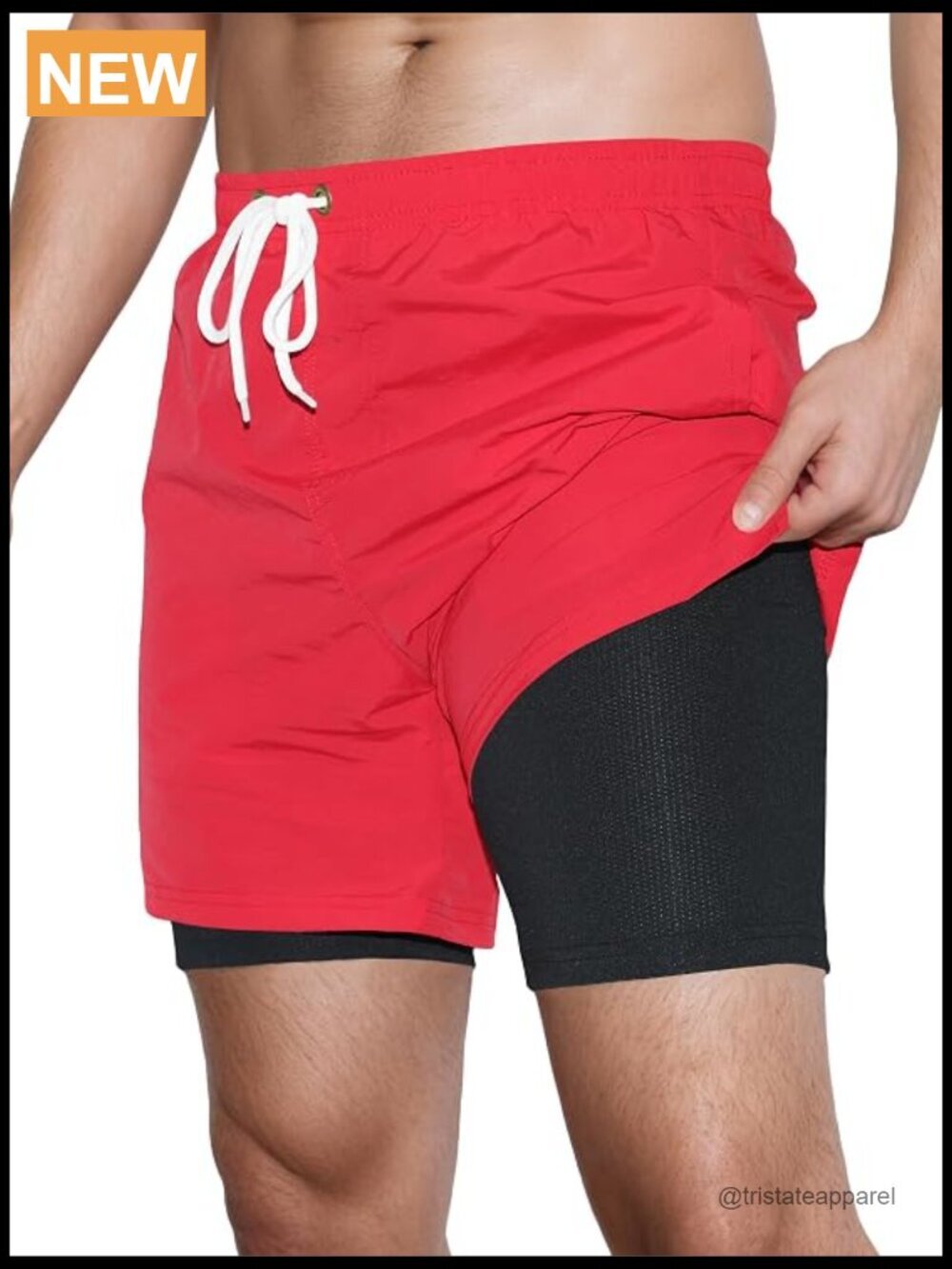 Mens Swim Trunks with Compression Liner Quick Dry 5 inch Inseam Board Shorts